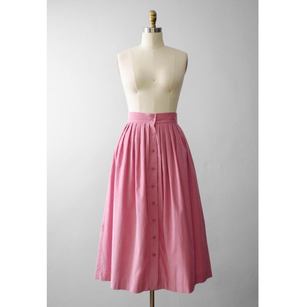 Vintage Pink Corduroy Midi Skirt